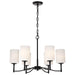 SATCO/NUVO Liam 6-Light Chandelier Matte Black White Opal Glass (60-8216)