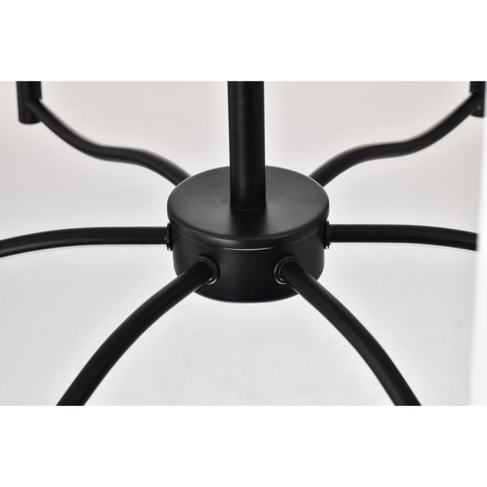 SATCO/NUVO Liam 6-Light Chandelier Matte Black White Opal Glass (60-8216)