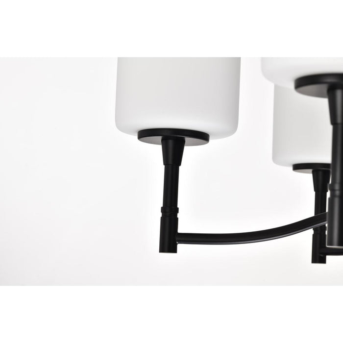 SATCO/NUVO Liam 6-Light Chandelier Matte Black White Opal Glass (60-8216)