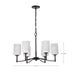SATCO/NUVO Liam 6-Light Chandelier Matte Black White Opal Glass (60-8216)