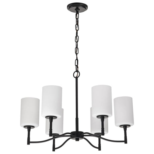 SATCO/NUVO Liam 6-Light Chandelier Matte Black White Opal Glass (60-8216)