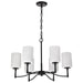 SATCO/NUVO Liam 6-Light Chandelier Matte Black White Opal Glass (60-8216)