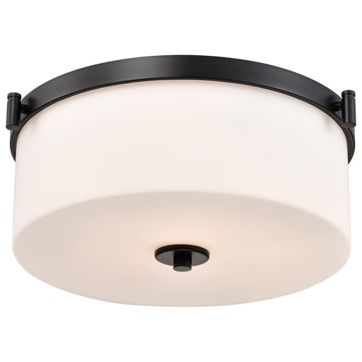 SATCO/NUVO Liam 3-Light Flush Mount Matte Black White Opal Glass (60-8217)