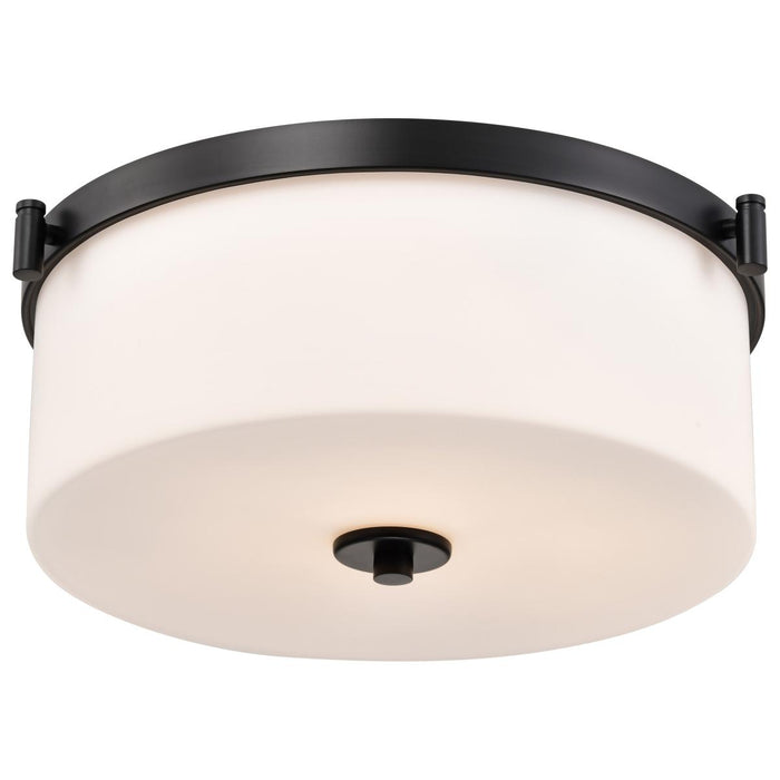 SATCO/NUVO Liam 3-Light Flush Mount Matte Black White Opal Glass (60-8217)
