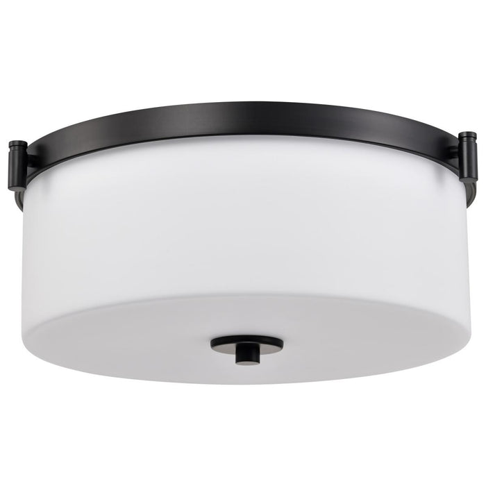 SATCO/NUVO Liam 3-Light Flush Mount Matte Black White Opal Glass (60-8217)