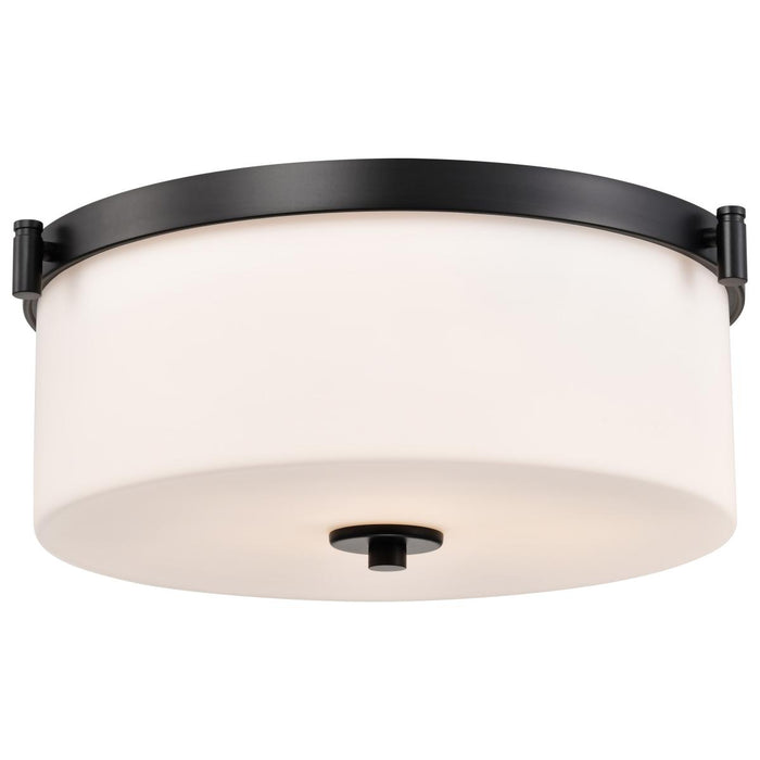 SATCO/NUVO Liam 3-Light Flush Mount Matte Black White Opal Glass (60-8217)