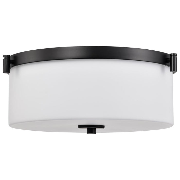 SATCO/NUVO Liam 3-Light Flush Mount Matte Black White Opal Glass (60-8217)