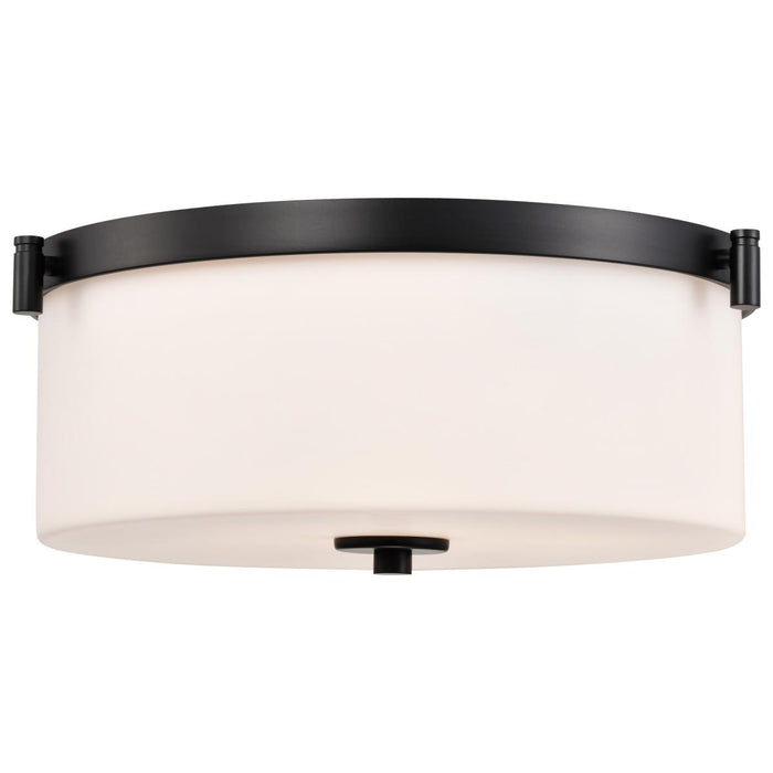 SATCO/NUVO Liam 3-Light Flush Mount Matte Black White Opal Glass (60-8217)