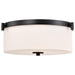 SATCO/NUVO Liam 3-Light Flush Mount Matte Black White Opal Glass (60-8217)