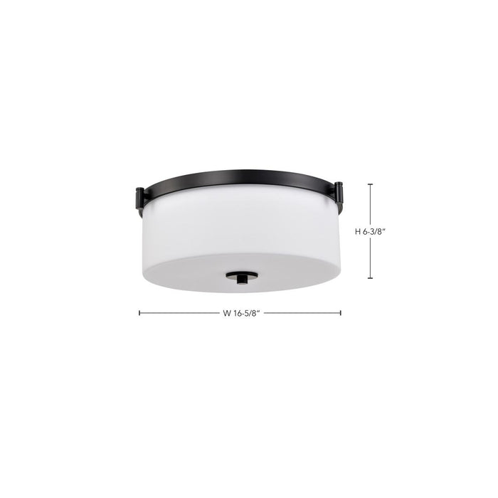 SATCO/NUVO Liam 3-Light Flush Mount Matte Black White Opal Glass (60-8217)
