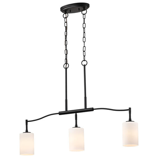 SATCO/NUVO Liam 3-Light Island Pendant Matte Black White Opal Glass (60-8218)