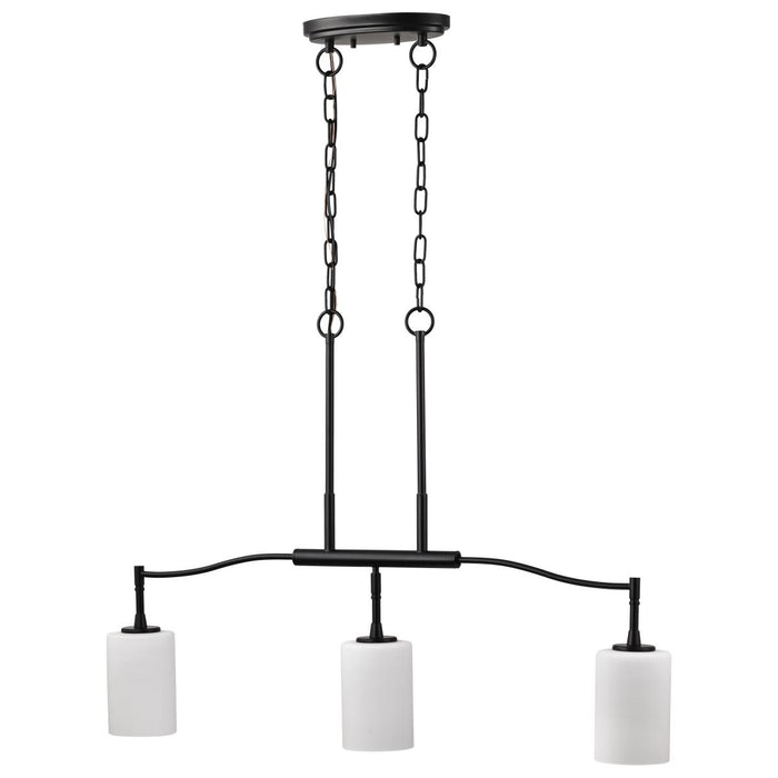 SATCO/NUVO Liam 3-Light Island Pendant Matte Black White Opal Glass (60-8218)