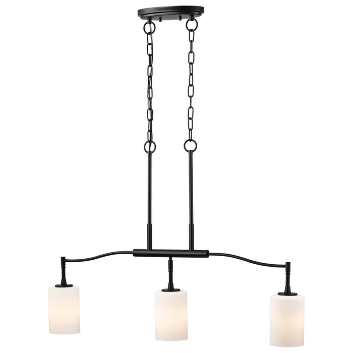 SATCO/NUVO Liam 3-Light Island Pendant Matte Black White Opal Glass (60-8218)