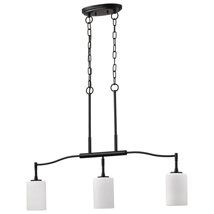 SATCO/NUVO Liam 3-Light Island Pendant Matte Black White Opal Glass (60-8218)