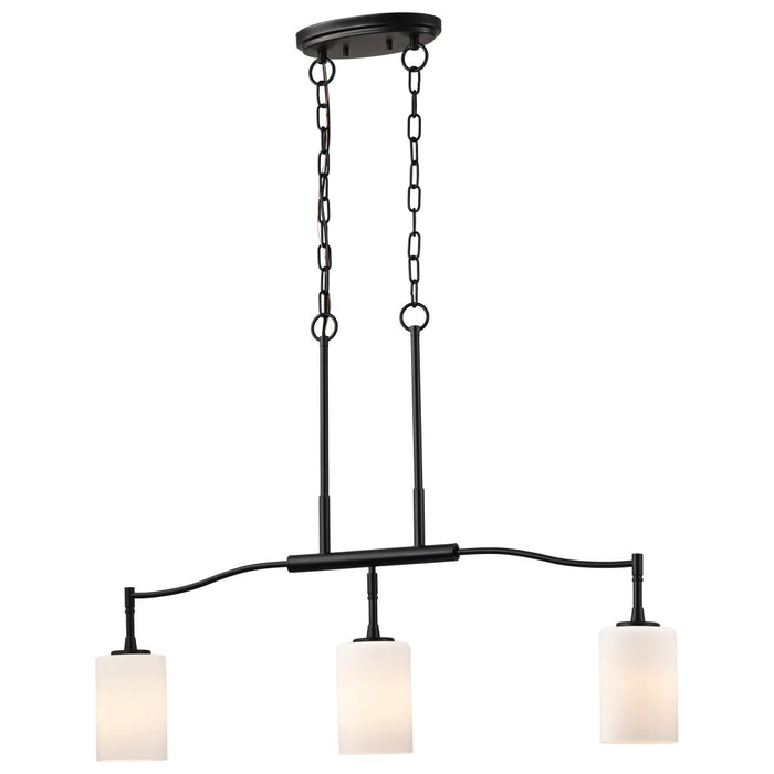 SATCO/NUVO Liam 3-Light Island Pendant Matte Black White Opal Glass (60-8218)