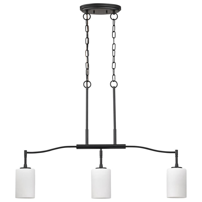 SATCO/NUVO Liam 3-Light Island Pendant Matte Black White Opal Glass (60-8218)