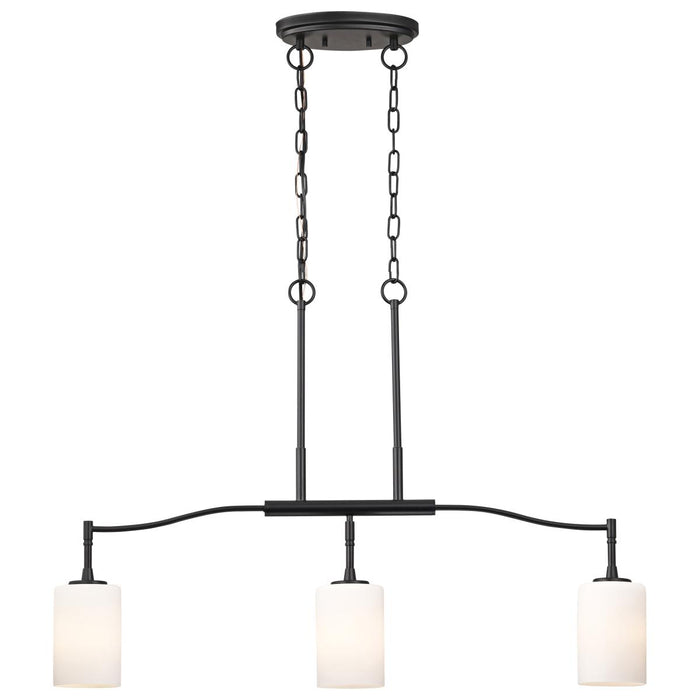 SATCO/NUVO Liam 3-Light Island Pendant Matte Black White Opal Glass (60-8218)