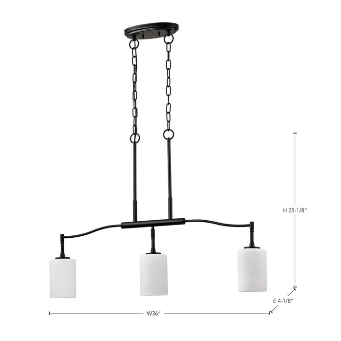 SATCO/NUVO Liam 3-Light Island Pendant Matte Black White Opal Glass (60-8218)