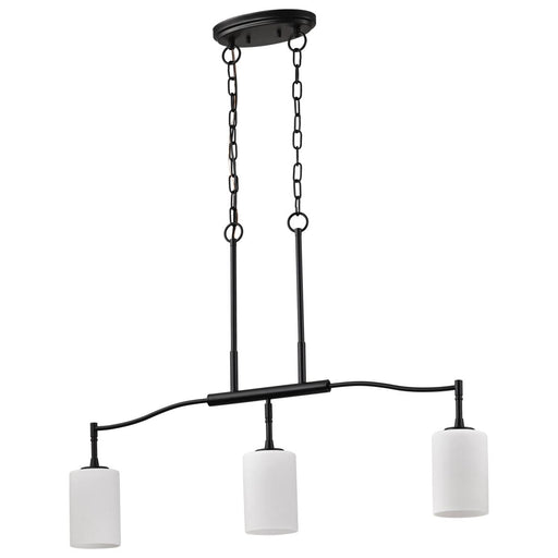 SATCO/NUVO Liam 3-Light Island Pendant Matte Black White Opal Glass (60-8218)