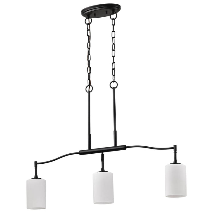 SATCO/NUVO Liam 3-Light Island Pendant Matte Black White Opal Glass (60-8218)