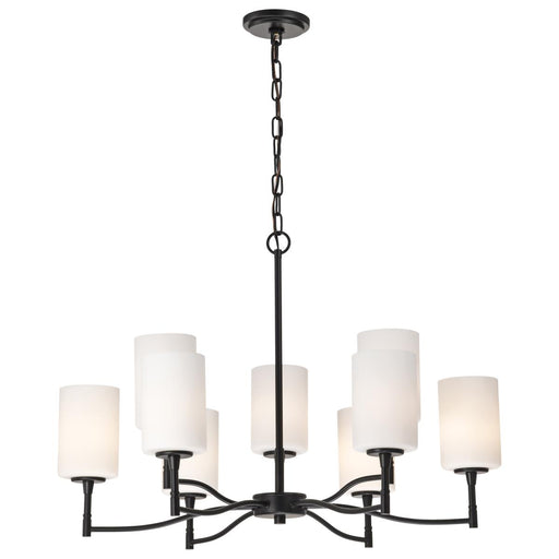 SATCO/NUVO Liam 9-Light Chandelier Matte Black White Opal Glass (60-8219)
