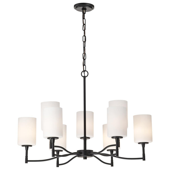 SATCO/NUVO Liam 9-Light Chandelier Matte Black White Opal Glass (60-8219)
