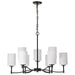 SATCO/NUVO Liam 9-Light Chandelier Matte Black White Opal Glass (60-8219)