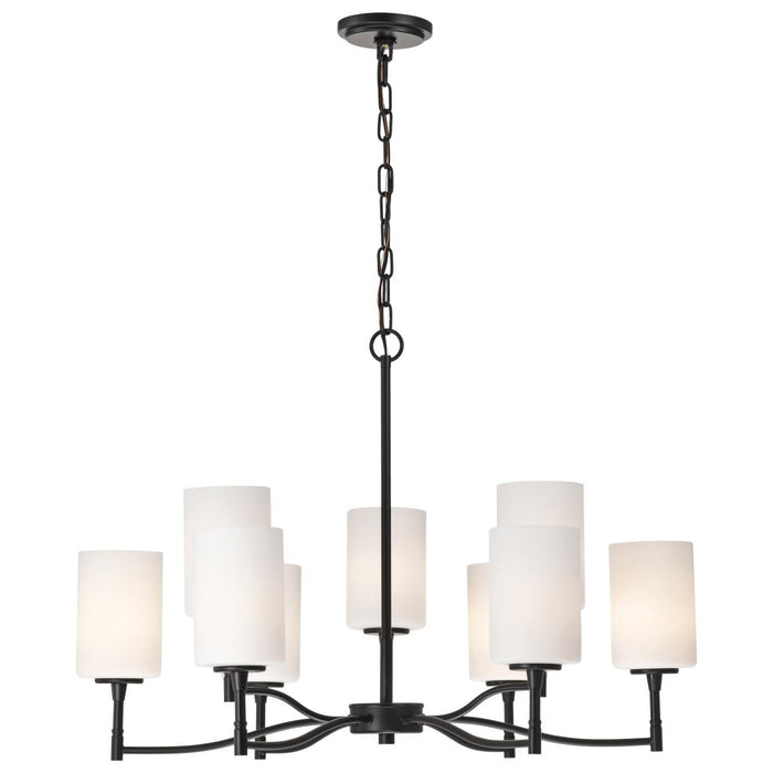 SATCO/NUVO Liam 9-Light Chandelier Matte Black White Opal Glass (60-8219)