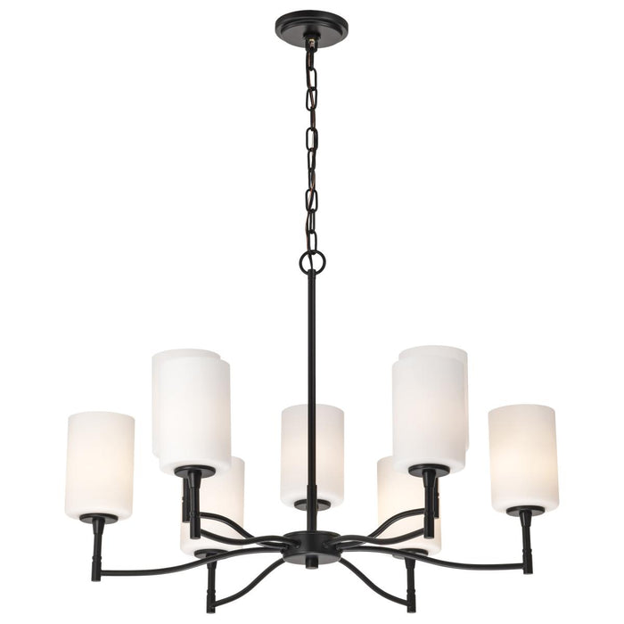 SATCO/NUVO Liam 9-Light Chandelier Matte Black White Opal Glass (60-8219)