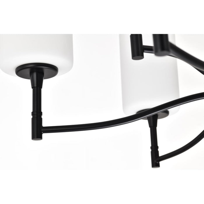 SATCO/NUVO Liam 9-Light Chandelier Matte Black White Opal Glass (60-8219)