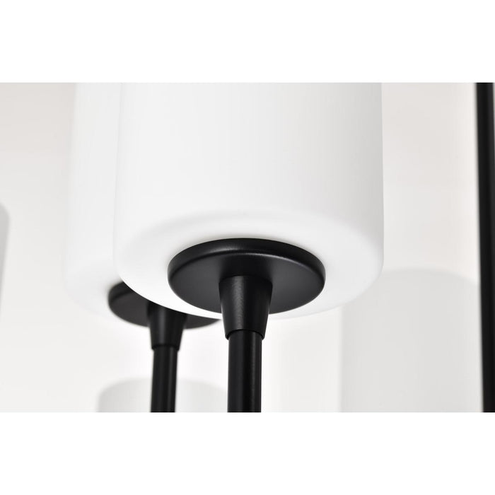 SATCO/NUVO Liam 9-Light Chandelier Matte Black White Opal Glass (60-8219)