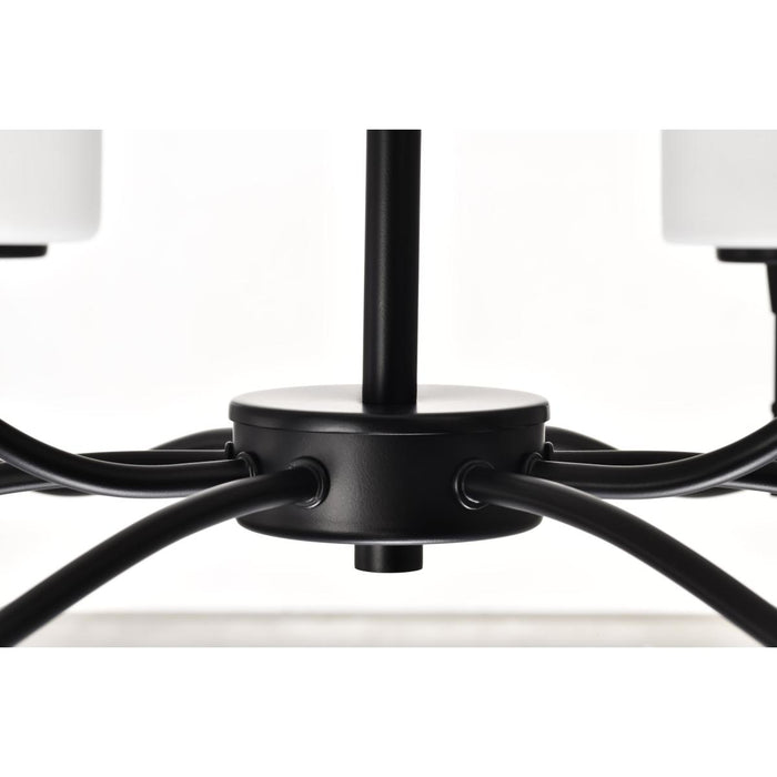 SATCO/NUVO Liam 9-Light Chandelier Matte Black White Opal Glass (60-8219)