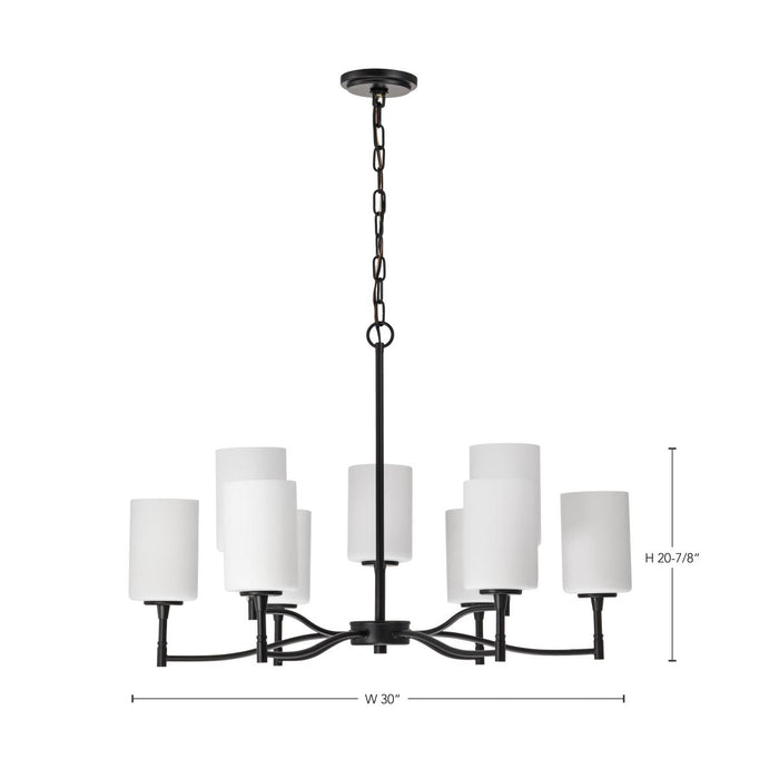 SATCO/NUVO Liam 9-Light Chandelier Matte Black White Opal Glass (60-8219)