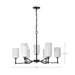 SATCO/NUVO Liam 9-Light Chandelier Matte Black White Opal Glass (60-8219)