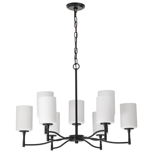 SATCO/NUVO Liam 9-Light Chandelier Matte Black White Opal Glass (60-8219)