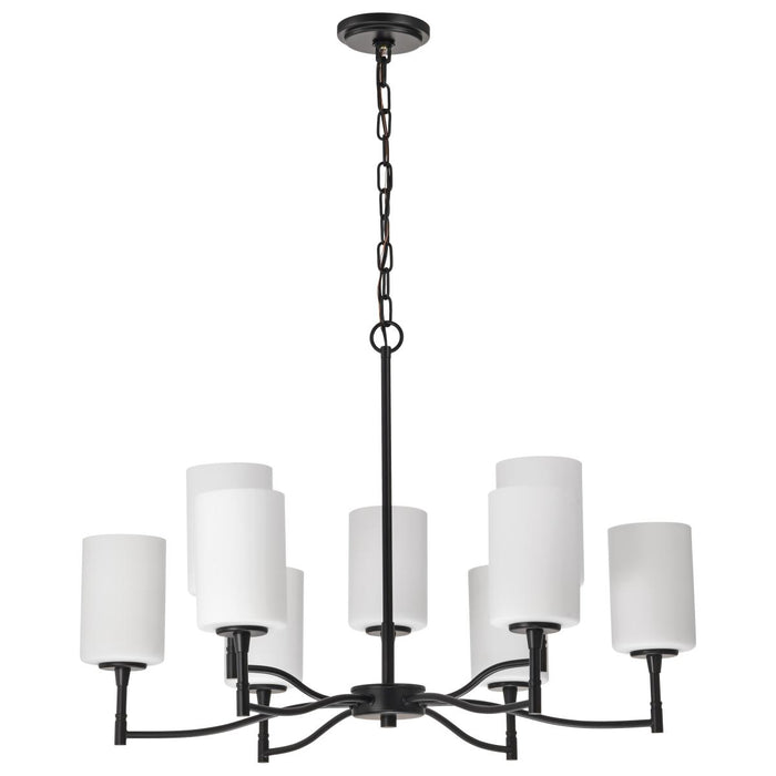 SATCO/NUVO Liam 9-Light Chandelier Matte Black White Opal Glass (60-8219)