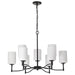 SATCO/NUVO Liam 9-Light Chandelier Matte Black White Opal Glass (60-8219)