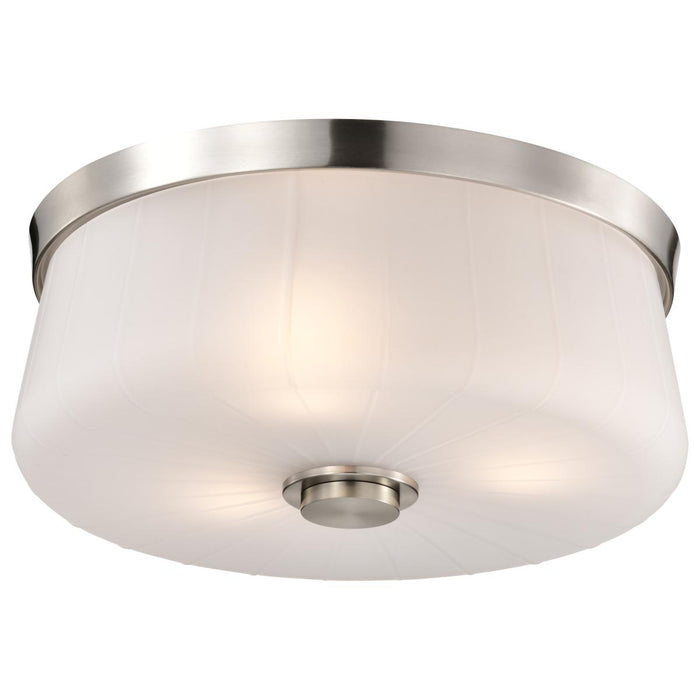 SATCO/NUVO Lune 3-Light Flush Mount Brushed Nickel Finish Etched White Glass (60-8220)
