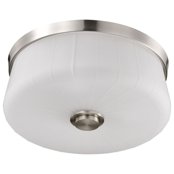 SATCO/NUVO Lune 3-Light Flush Mount Brushed Nickel Finish Etched White Glass (60-8220)
