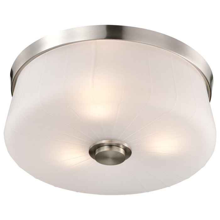 SATCO/NUVO Lune 3-Light Flush Mount Brushed Nickel Finish Etched White Glass (60-8220)
