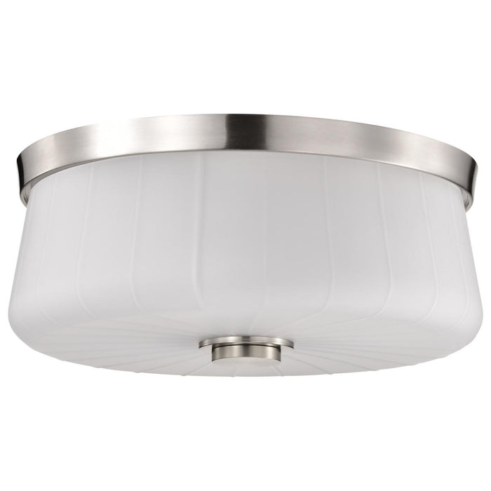 SATCO/NUVO Lune 3-Light Flush Mount Brushed Nickel Finish Etched White Glass (60-8220)