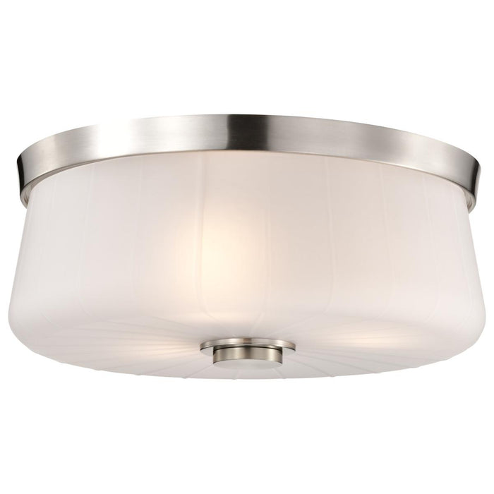 SATCO/NUVO Lune 3-Light Flush Mount Brushed Nickel Finish Etched White Glass (60-8220)