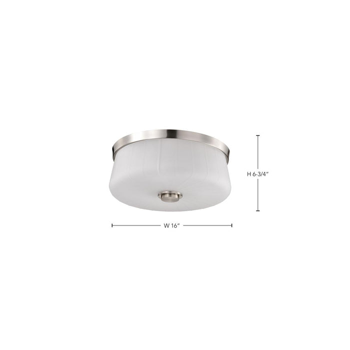 SATCO/NUVO Lune 3-Light Flush Mount Brushed Nickel Finish Etched White Glass (60-8220)