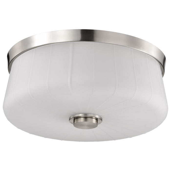 SATCO/NUVO Lune 3-Light Flush Mount Brushed Nickel Finish Etched White Glass (60-8220)