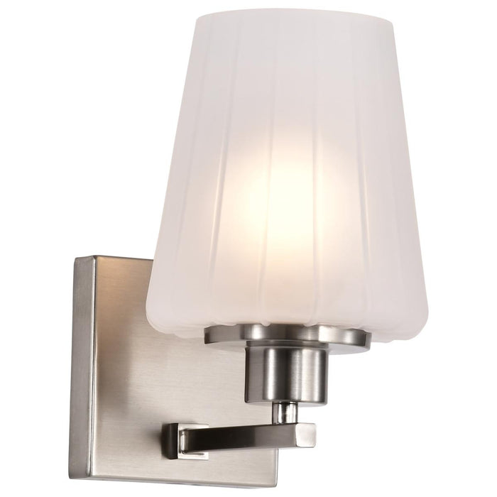 SATCO/NUVO Lune 1-Light Vanity Brushed Nickel Finish Etched White Glass (60-8221)