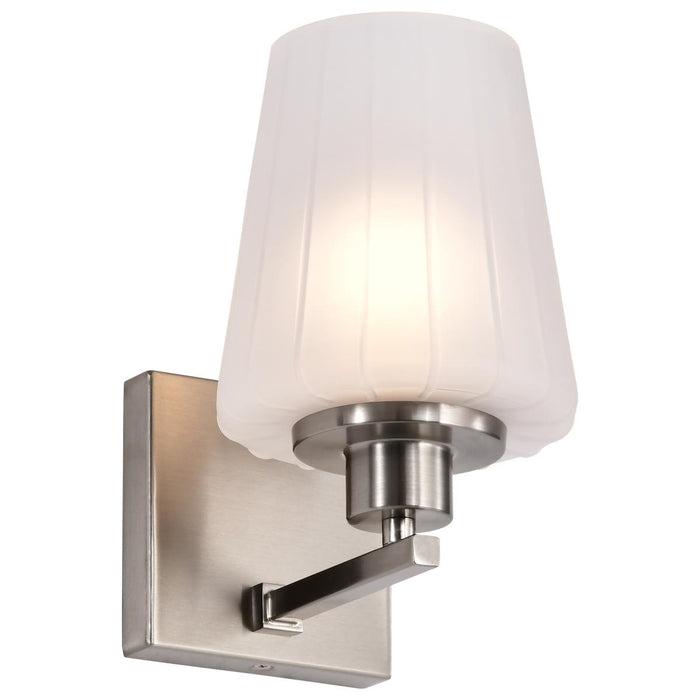 SATCO/NUVO Lune 1-Light Vanity Brushed Nickel Finish Etched White Glass (60-8221)
