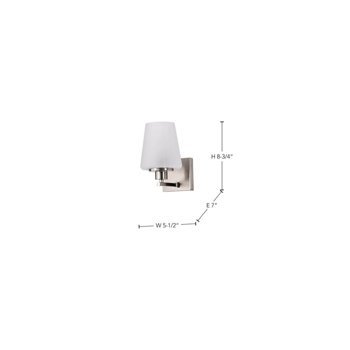 SATCO/NUVO Lune 1-Light Vanity Brushed Nickel Finish Etched White Glass (60-8221)