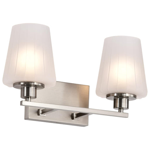 SATCO/NUVO Lune 2-Light Vanity Brushed Nickel Finish Etched White Glass (60-8222)