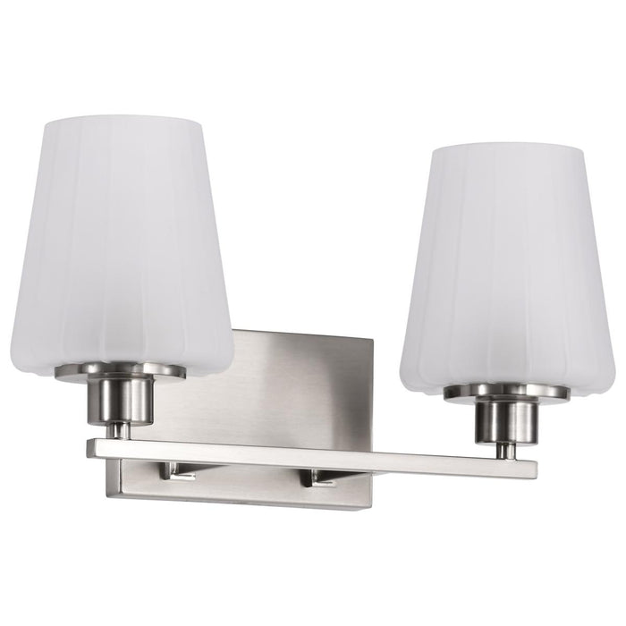 SATCO/NUVO Lune 2-Light Vanity Brushed Nickel Finish Etched White Glass (60-8222)