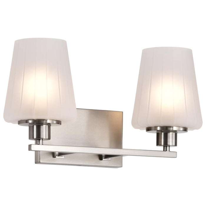 SATCO/NUVO Lune 2-Light Vanity Brushed Nickel Finish Etched White Glass (60-8222)